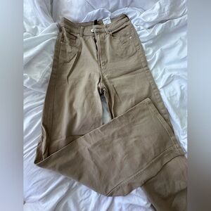 H&M wide leg twill pants beige